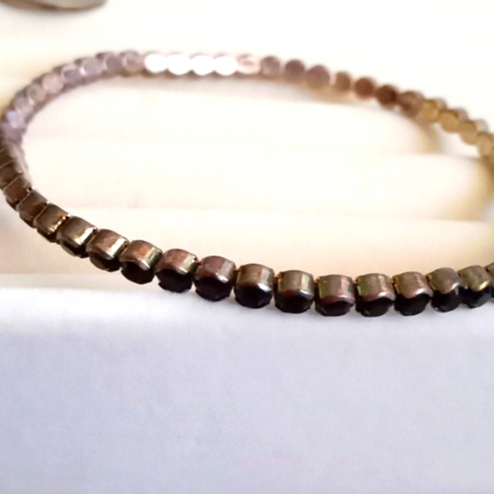 BLACK FAUX CRYSTAL STRETCH ANKLET